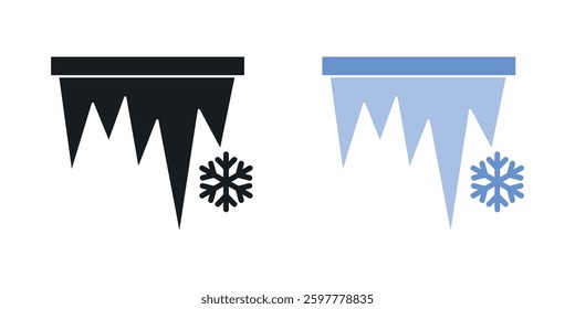 Icicles colored icon set. Stock Vector