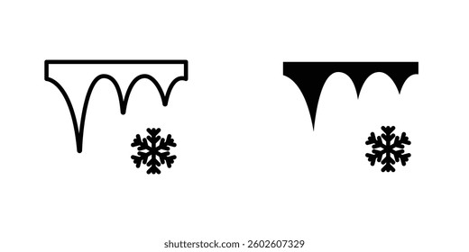 Icicles flat Icons in line outline and flat solid style on white background