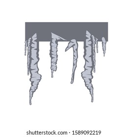 Icicles hanging on a white background