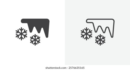 Icicles icon set in black flat solid and outlined style.