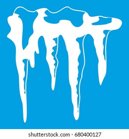 Icicles icon white isolated on blue background vector illustration