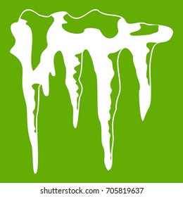 Icicles icon white isolated on green background. Vector illustration