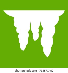 Icicles icon white isolated on green background. Vector illustration