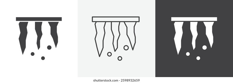 Icicles icons in Thin line black color. flat simple vector symbols illustration.