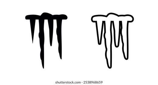 Icono de conjunto de carámbanos aislado sobre fondo blanco. 