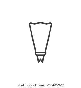 Icing bag and nozzle line icon, outline vector sign, linear style pictogram isolated on white. Symbol, logo illustration. Editable stroke