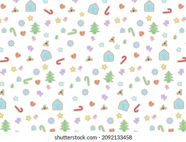 Icing cookie style pattern background with Christmas motifs