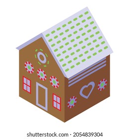 Icing gingerbread house icon. Isometric of Icing gingerbread house vector icon for web design isolated on white background