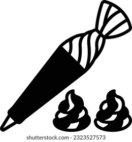 Concepto de juego de pistolas para picar, Bolsa para cortar con tobillos Consejos vectoriales, símbolo de panadería artesanal, signo de Cuisine Maestro, conocedor de comida ilustración de stock