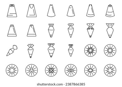 Icing nozzles icons set outline vector. Cake decoration. Tip frosting icing