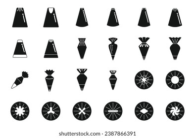 Icing nozzles icons set simple vector. Cake decoration. Tip frosting icing