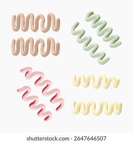 Icing style squiggle pattern with candy colors isolated on white background. Sweet element for dessert themed design.