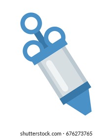 Icing syringe on white background, flat style vector illustration.