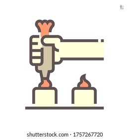 Icing tips with cream in food processing industry vector icon design on white background, 64x64 pixel perfect and editable stroke.