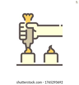 Icing tips with cream in food processing industry vector icon design on white background, 64x64 pixel perfect and editable stroke.