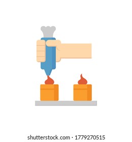 Consejos de hielo con crema en el diseño de iconos vectoriales de la industria de procesamiento de alimentos sobre fondo blanco.