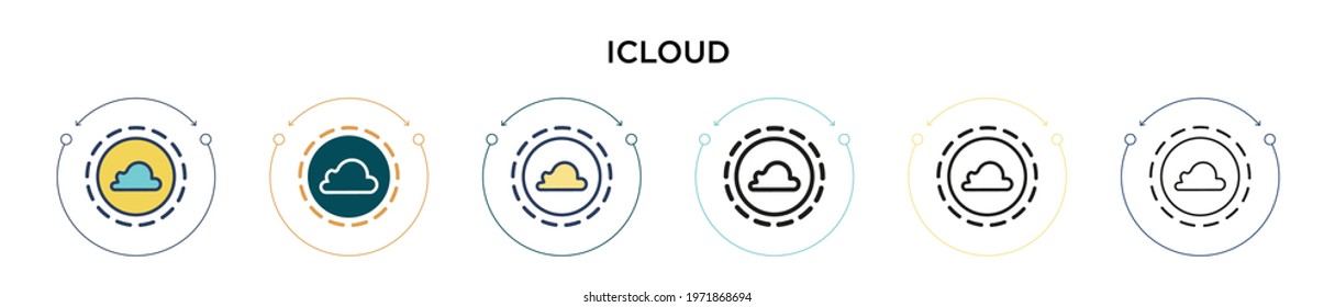 Icloud Icon In Filled, Thin Line, Outline And Stroke Style. Vector Illustration Of Two Colored And Black Icloud Vector Icons Designs Can Be Used For Mobile, Ui, Web