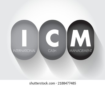 ICM International Cash Management - field that helps smooth the process of moving money between countries, acronym text concept background