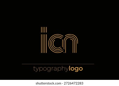 ICN logotipo da tipografia geométrica moderna. Composição moderna e elegante com uma ilustração de logotipo de tipografia monocromática projetada com linhas intrincadas.