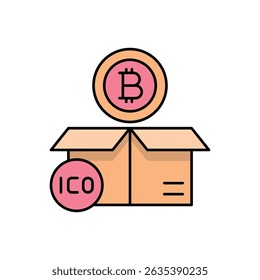 ICO and Bitcoin Concept Icon – Cryptocurrency Investment Symbol