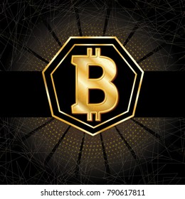 ICO and Bitcoin conceptual design and template. Initial coin offering concept vector illustration of golden letters ICO as a financial a scam