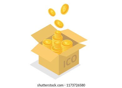 Ico concept, Initial coin offering.  Vector illustration.
