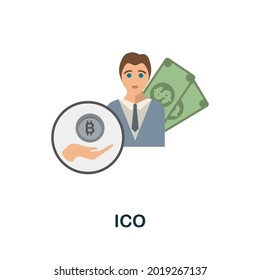 Ico flat icon. Colored sign from cryptocurrency collection. Creative Ico icon illustration for web design, infographics and more