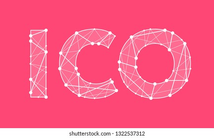 ICO headline logo design made of dots and thin lines