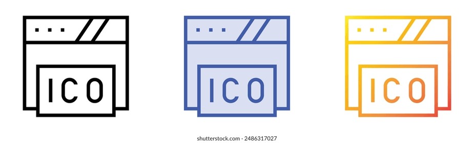 ico icon. Linear, Blue Fill and Gradient Style Design Isolated On White Background