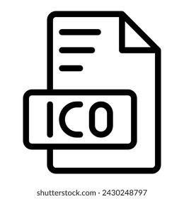 Ico icon outline style design image file. image extension format file type icon. vector illustration