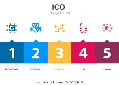 ICO icons Infographic design template. Creative concept with 5 steps