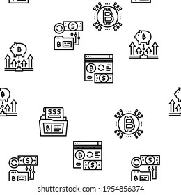 Ico Initial Coin Offer Vector Seamless Pattern Thin Line Illustration