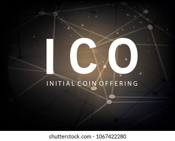 ICO Initial Coin Offering Futuristic Hud Abstract Black Background. Global Digital Background.