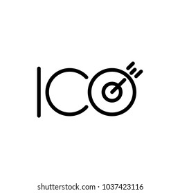 ICO initial coin offering icon in flat style isolated on clean background.  Cryptocurrency ico aiming illustration for your web site mobile UI