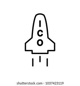 ICO initial coin offering icon line isolated on clean background. Blockchain concept drawing icon line in flat style. Cryptocurrency ico fast start illustration for your web site mobile logo app UI