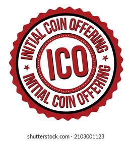 ICO ( Initial coin offering ) label or stamp on white background, vector illustration