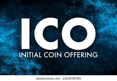 ICO, initial coin offering. ICO Token production process. Vector stock illustration.