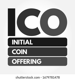 ICO Initial Coin Offering - type of funding using cryptocurrencies, acronym text concept background