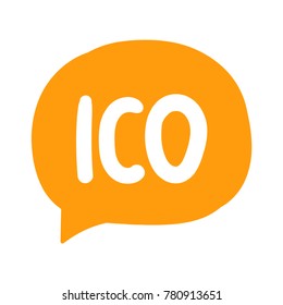 ICO or Initial coin offering  Vector hand drawn illustration on white background.