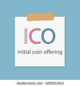 ICO Initial coin offering written in a notebook paper- vector il