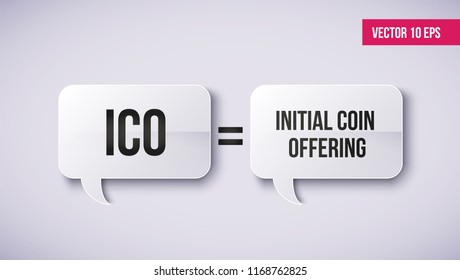 ICO on a speech bubble. abbreviations, acronyms. Initial coin offering. vector Illustration.