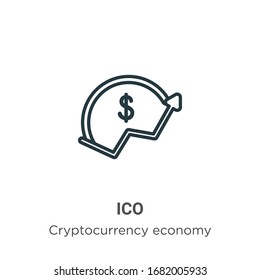 Ico outline vector icon. Thin line black ico icon, flat vector simple element illustration from editable blockchain concept isolated stroke on white background