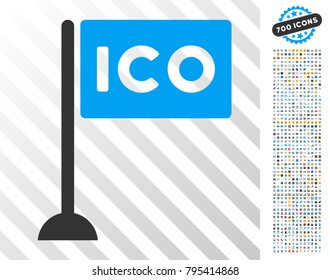 Ico Rectangle Flag pictograph with 700 bonus bitcoin mining and blockchain clip art. Vector illustration style is flat iconic symbols designed for cryptocurrency websites.