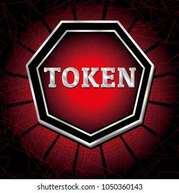 ICO and Token conceptual design and template. Initial coin offering concept vector illustration of golden letters ICO and Token set