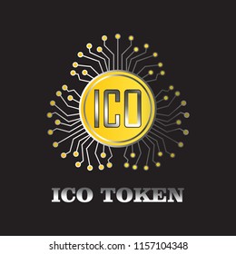ico token with gold and siver colors