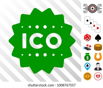 Ico Token pictograph with bonus casino graphic icons. Vector illustration style is flat iconic symbols. Designed for casino ui.