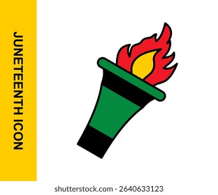 IcoIcon of a fire torch representing resistance, justice, and liberty. Perfect for Juneteenth celebration designs and empowerment themes. Editable vector file included.