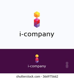 i-company mosaic alphabet pattern hexagon logo