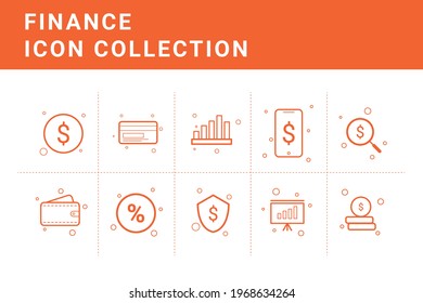 [ Icon ] 10 Set of Finance icons vector illustration [ outline decoration ]