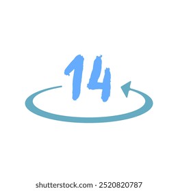 ícone 14 em um fundo branco, ilustração de vetor